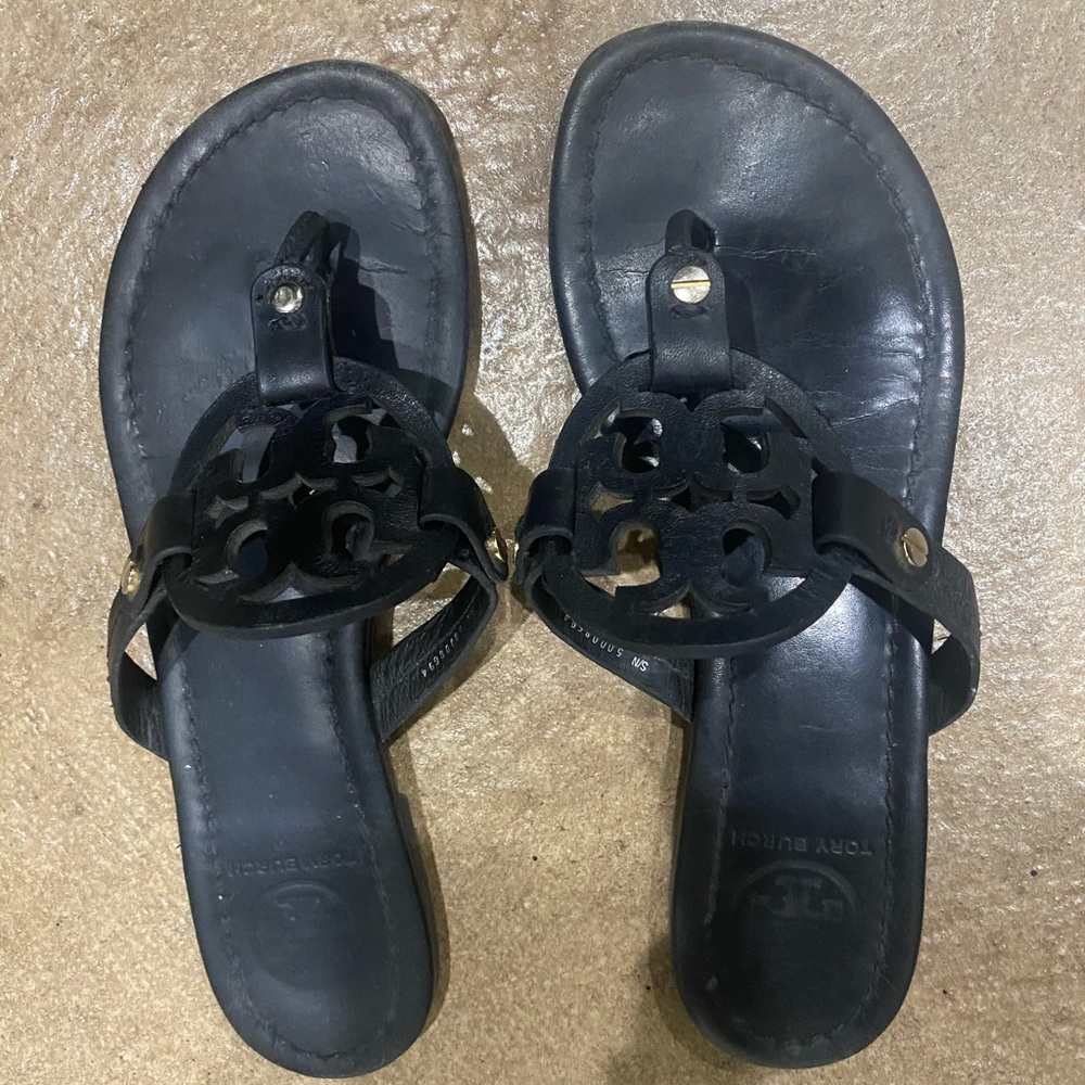 Tory Burch Miller size 7 black leather sandals